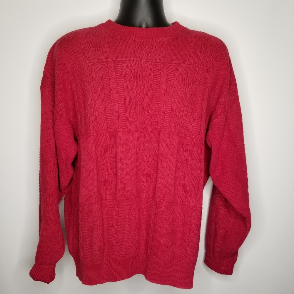 OAKTON Limited Men's Sweater X-Large Red Crew Neck Long Sleeve‎